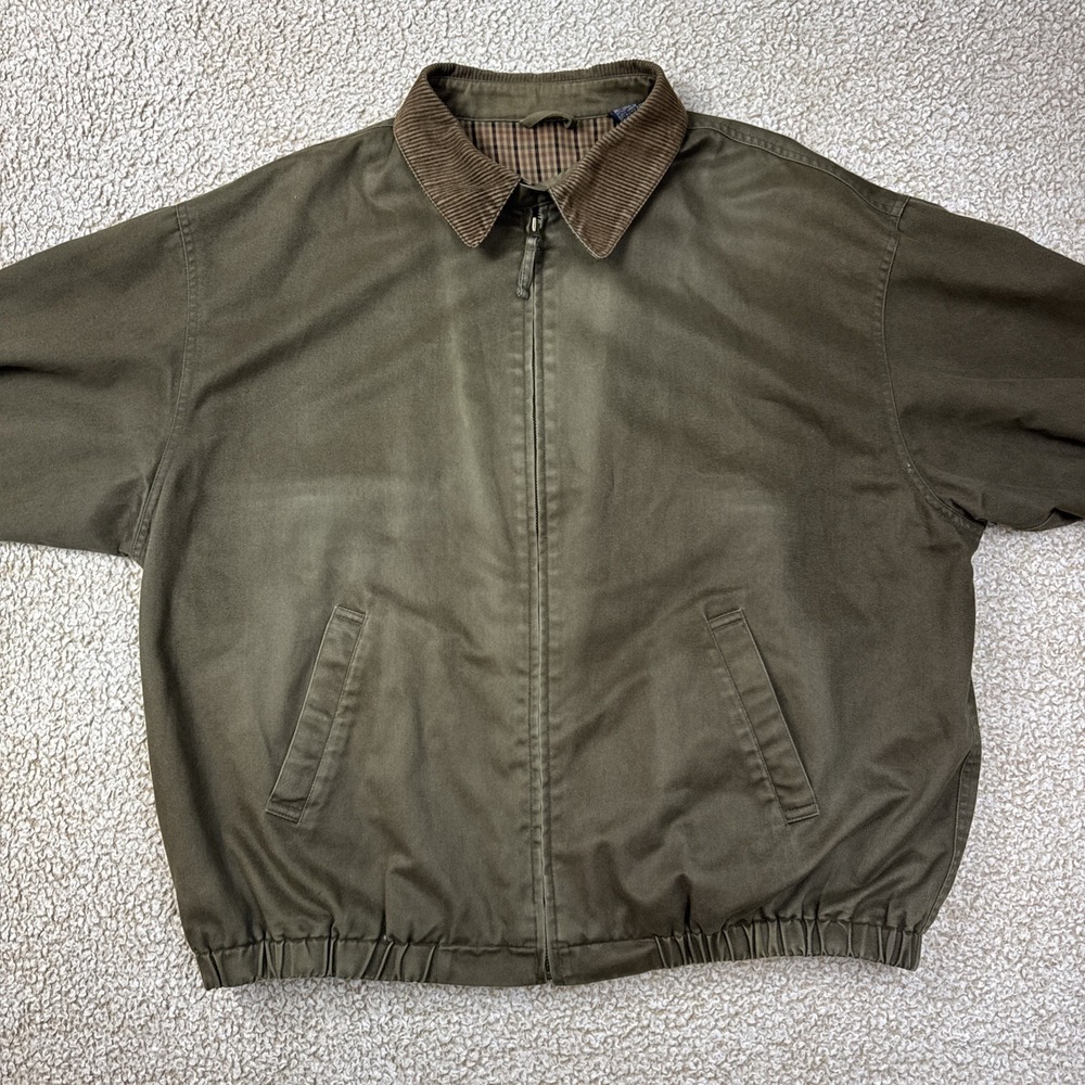 Vintage Gant Heavy Peached Windcheater Jacket Mens XL Brown USA Flag Full Zip